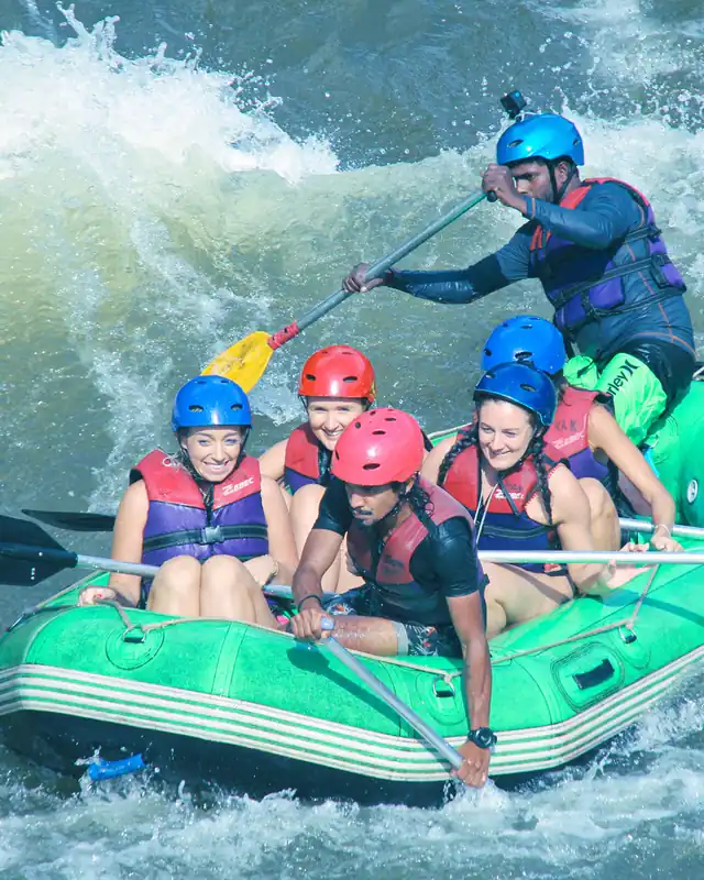 Our guests white-water rafting at Kitulgala